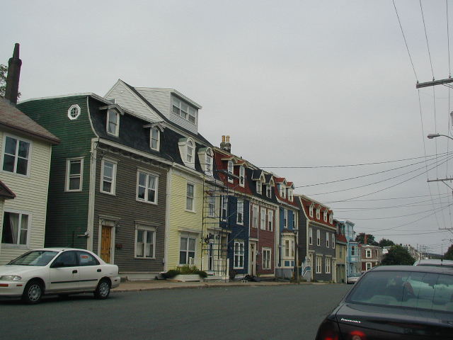 street with brightly painted houses