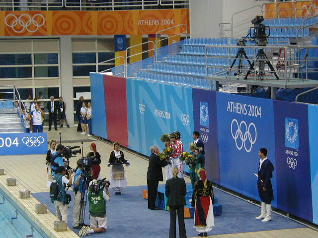 medal ceremony for synchronized diving