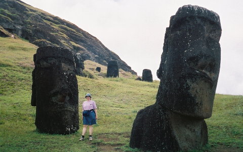 me with two of the stone heads
