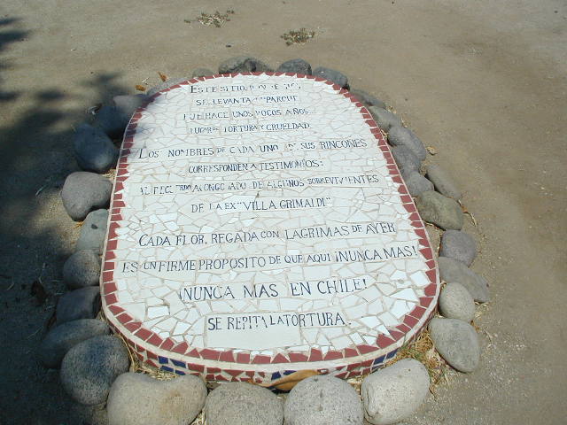 plaque at villa grimaldi