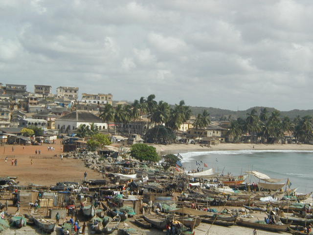 view of Elmina from top of castle